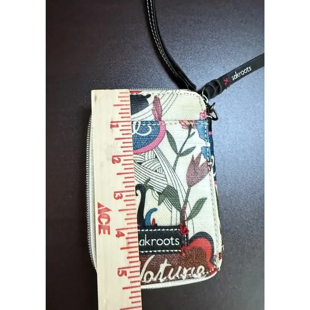 Sak Root Wristlet Wallet Clutch Artist Circle Peace Bird Floral Sketch Artsy Y2K